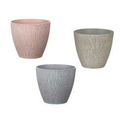 EMBOSSED CONIC POT 33CM ASSORTED 3 COLOURS 