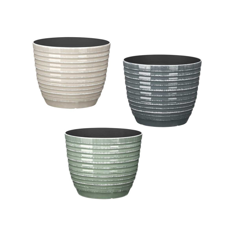 POT RAYURES 20CM ASSORT 3 COULEURS