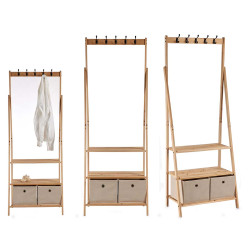 NATURAL HIGH COAT STAND WITH 2 DRAWERS 