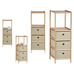 2 RACK SHELF WITH 3 NATURAL DRAWERS 