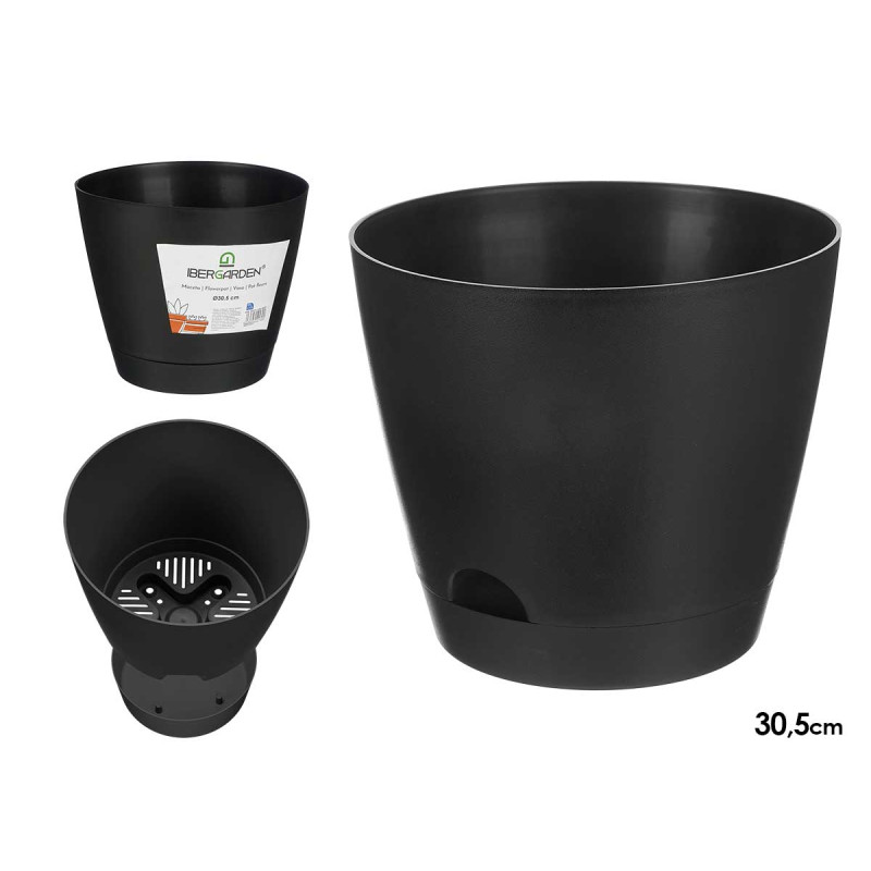 VASO PRETO COM 30,5 CM DE DIÂMETRO
