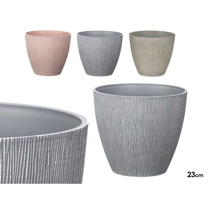 VASO CONICO 23CM SORT 3 COR RELEVO