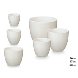 SET 3 ROUNDED POTS 14 17 22CM MATT WHITE 