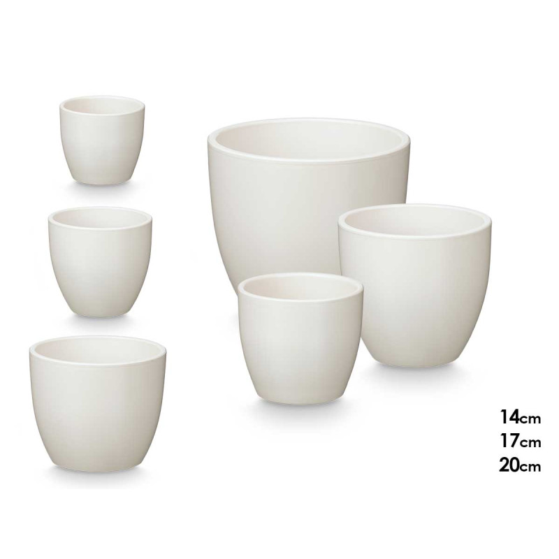 SET 3 PORTAVASI BOMBATO 14 17 22 CM BIANCO MATE 