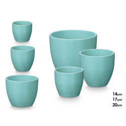 SET 3 ROUNDED POTS 14 17 22CM MATT TURQUOISE 
