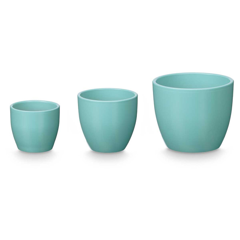 SET 3 POTS BOMBÉS 14 17 22CM TURQUOISE MAT