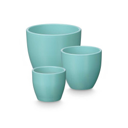 SET 3 POTS BOMBÉS 14 17 22CM TURQUOISE MAT