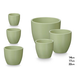 SET 3 MACETAS ABOMBADA 14 17 22CM MENTA MATE