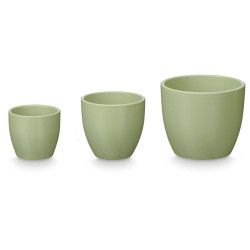 CONJ DE 3 VASOS ABOMBADOS 14 17 22CM VERDE MENTA