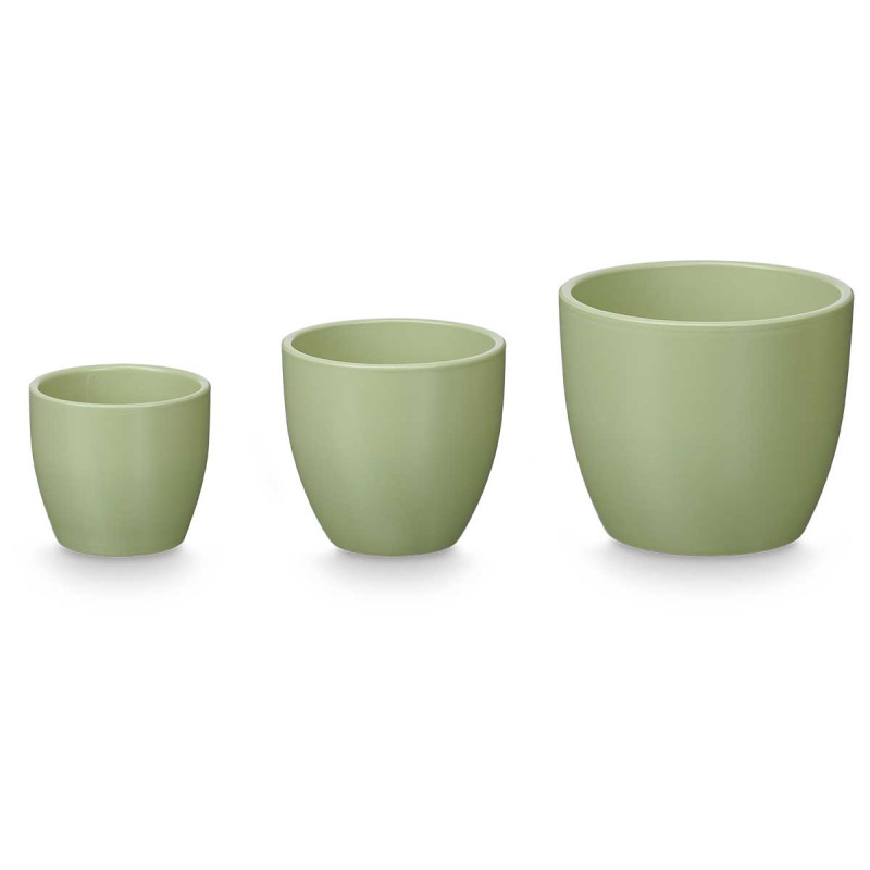 CONJ DE 3 VASOS ABOMBADOS 14 17 22CM VERDE MENTA
