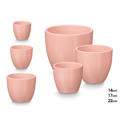 SET 3 ROUNDED POTS 14 17 22CM MATT PINK 