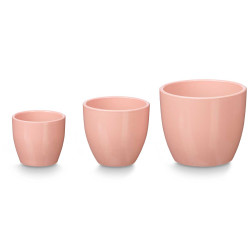 SET 3 MACETAS ABOMBADA 14 17 22CM ROSA MATE