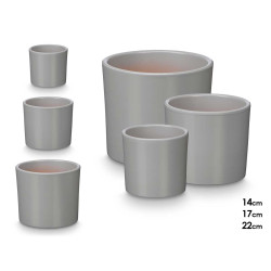 SET 3 CYLINDER POTS 14 17 22CM MATT GREY 