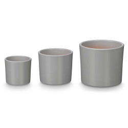 SET 3 PORTAVASI CILINDRO 14 17 22 CM GRIGIO MATE 