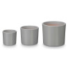 SET 3 POTS CYLINDRE 14 17 22CM GRIS MAT