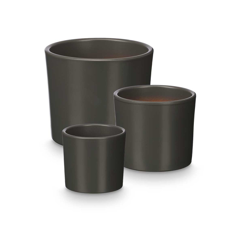 SET 3 MACETAS CILINDRO 14 17 22CM ANTRACITA MATE
