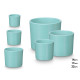 SET 3 POTS CYLINDRE 14 17 22CM TURQUOISE MAT