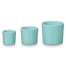 SET 3 POTS CYLINDRE 14 17 22CM TURQUOISE MAT