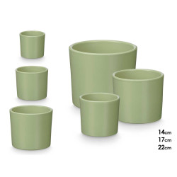 SET 3 CYLINDER POTS 14 17 22CM MATT MINT 