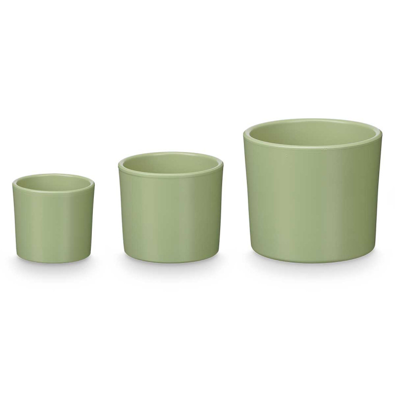 SET 3 PORTAVASI CILINDRO 14 17 22 CM MENTA  MATE 