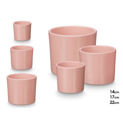 SET 3 CYLINDER POTS 14 17 22CM MATT PINK 