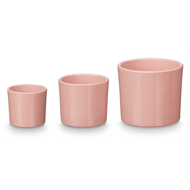 CONJ DE 3 VASOS CILINDRICOS 14 17 22CM ROSA MAT