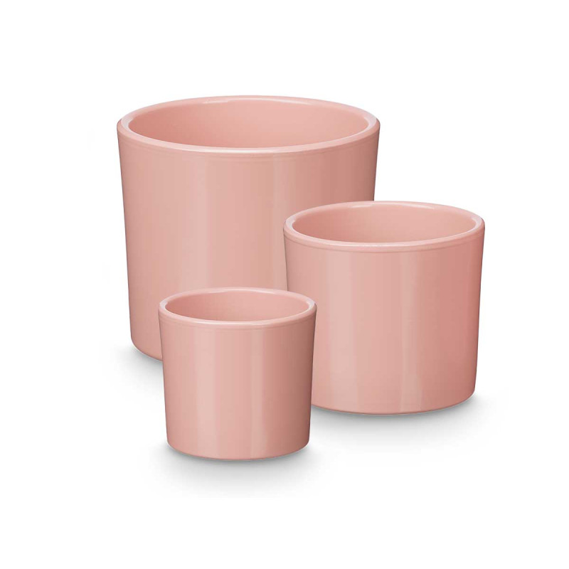 CONJ DE 3 VASOS CILINDRICOS 14 17 22CM ROSA MAT