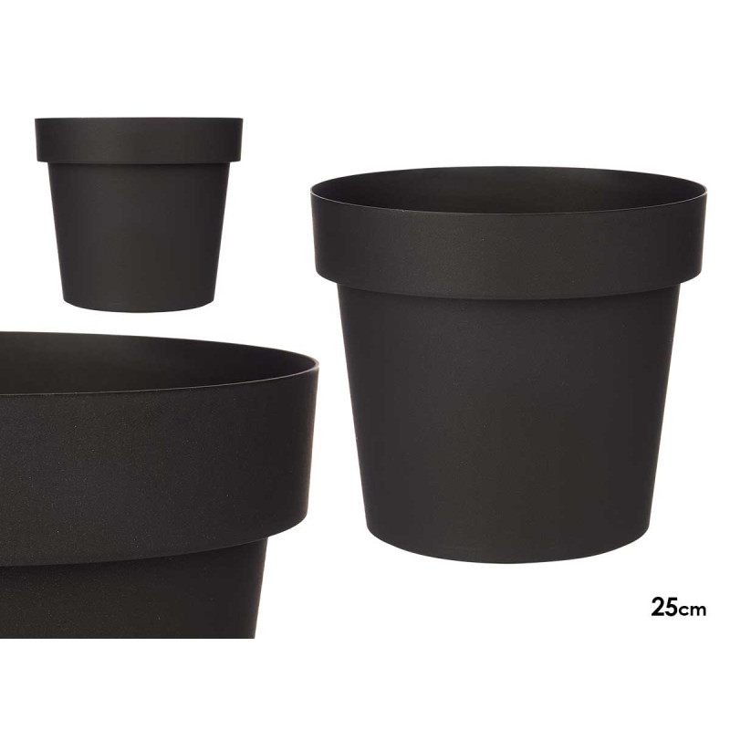 MACETA PLASTICO ANTRACITA 25CM DIAM