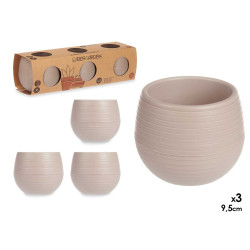SET 3 POTS WATER RESERVOIR 9,5 CM TAUPE