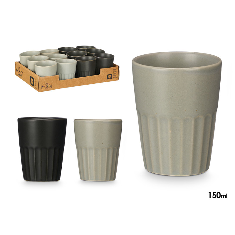 VERRE À CAFÉ AU LAIT ASSORT 2 GRIS NOIR 150ML