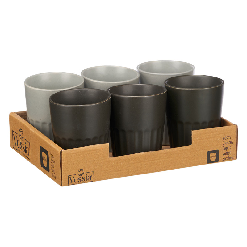 VERRE À CAFÉ LATTE ASSORT 2 GRIS NOIR 300ML
