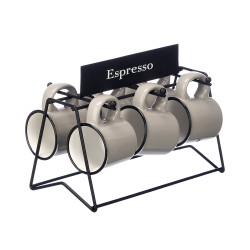 CONJ 6 CHAVENAS CAFÉ CINZENTAS COM SUPORTE 100ML