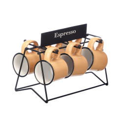 SET 6 COFFEE CUPS BEIGE WITH STAND 100ML