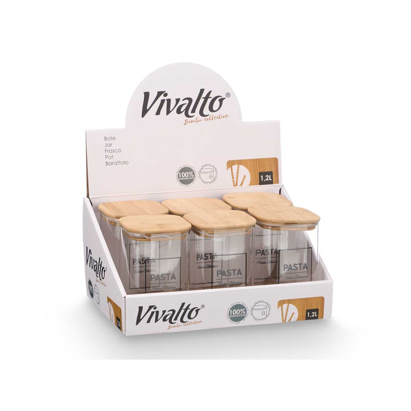 BARATTOLO QUADR BOROSIL TAPPO BAMBU PASTA 1,2L