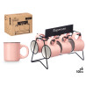 SET 6 COFFEE CUPS PINK WITH STAND 100ML