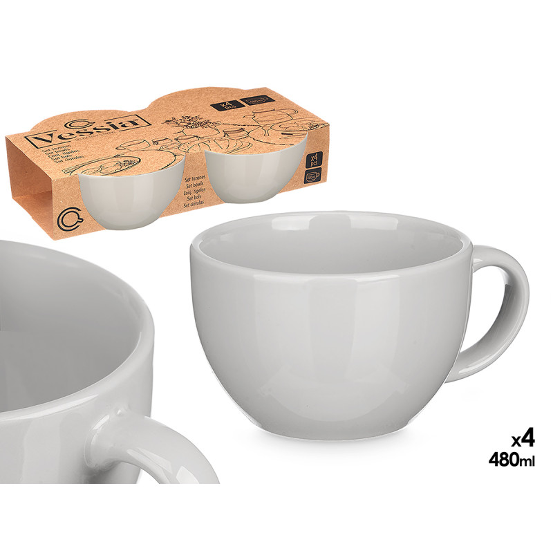 SET 4 SOUP BOWL GREY 480ML