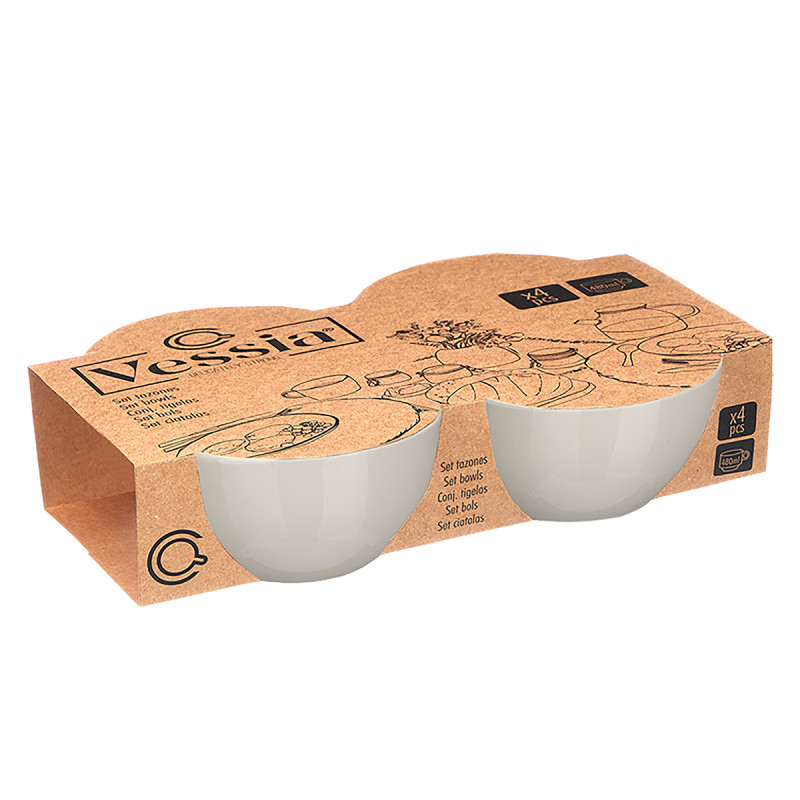 SET 4 BOLS GRIS 480ML