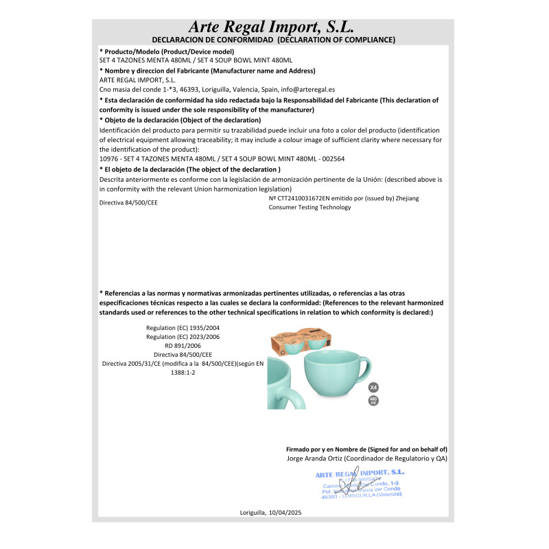 SET 4 BOLS MENTHE 480ML