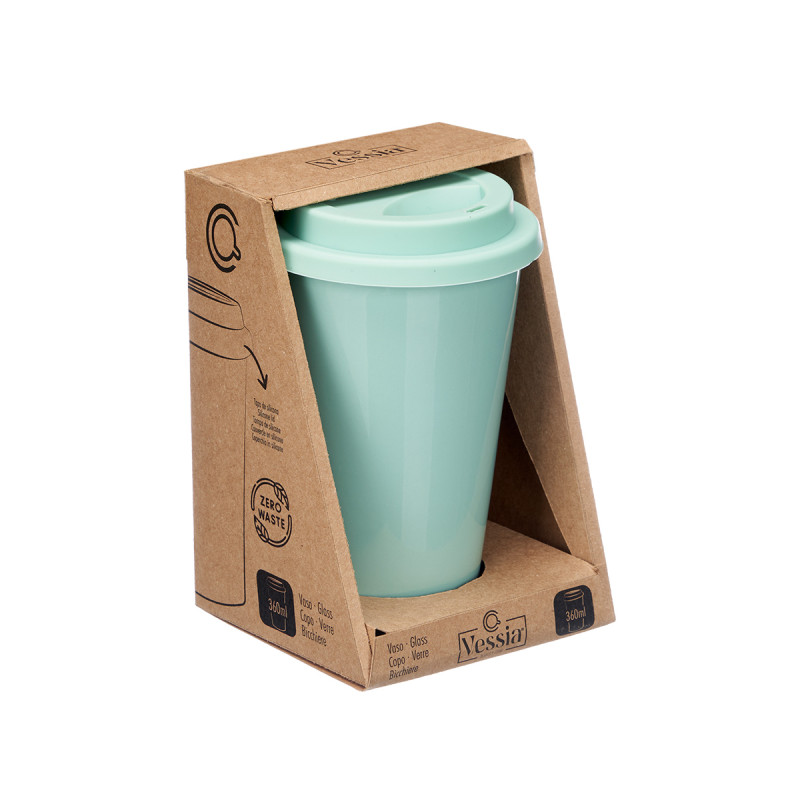 BICCHIERE TAPPO SILICONE MENTA 360ML