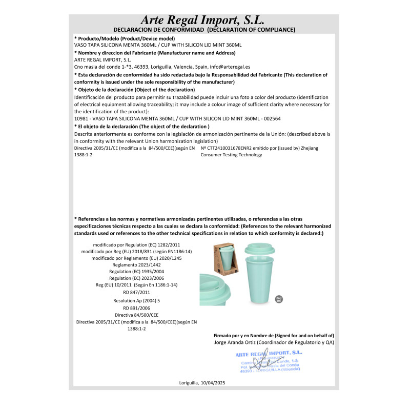 CUP WITH SILICON LID MINT 360ML
