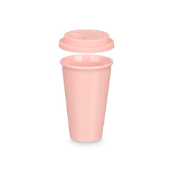 GOBELET COUVERCLE EN SILICONE ROSE 360ML