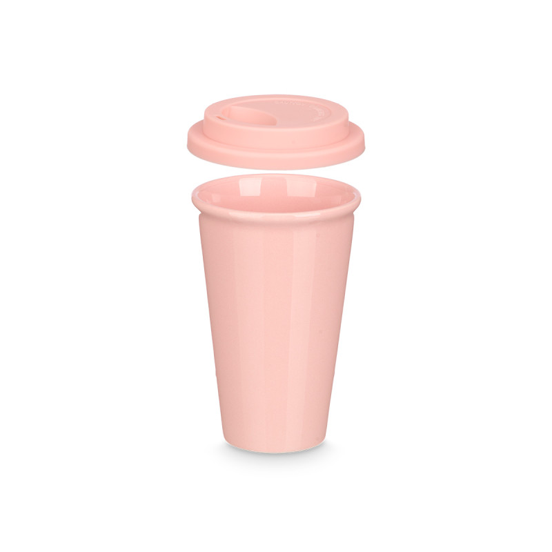 GOBELET COUVERCLE EN SILICONE ROSE 360ML