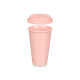 CUP WITH SILICON LID PINK 360ML