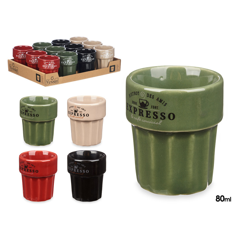 BICCHIERE ESPRESSO 80ML ASSORT DI 4 COLORI NEUTRI