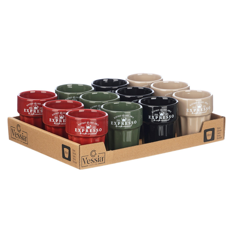 BICCHIERE ESPRESSO 80ML ASSORT DI 4 COLORI NEUTRI