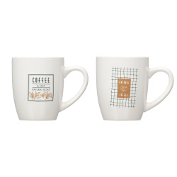 PORCELAIN MUG NATURAL COFFE ASSORTED 2 350ML