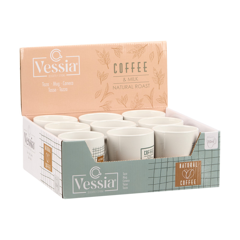 PORCELAIN MUG NATURAL COFFE ASSORTED 2 350ML