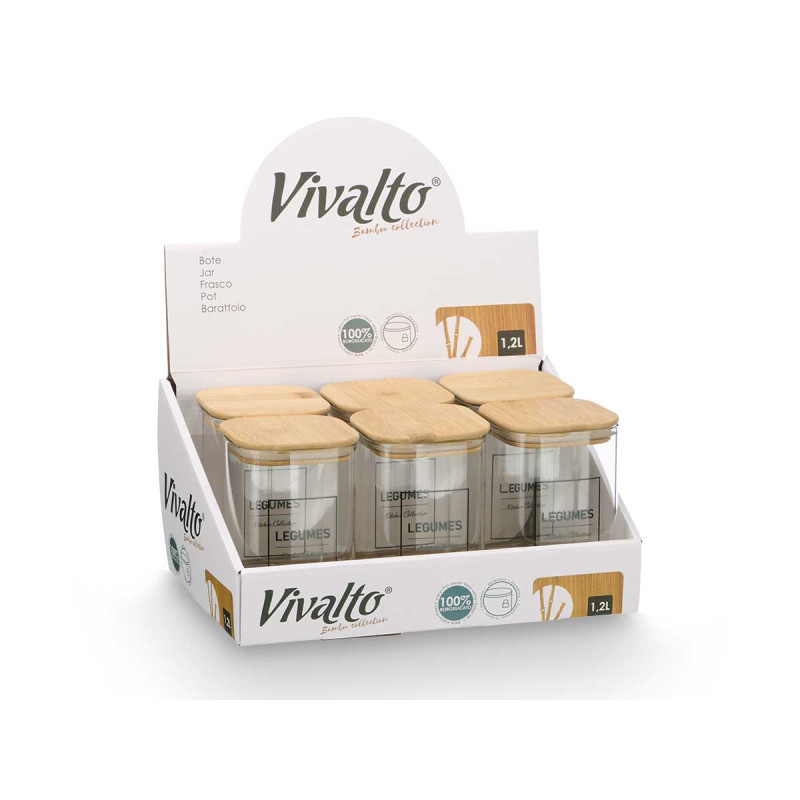 BARATTOLO QUADR BOROSIL TAPPO BAMBU LEGUMI 1,2L