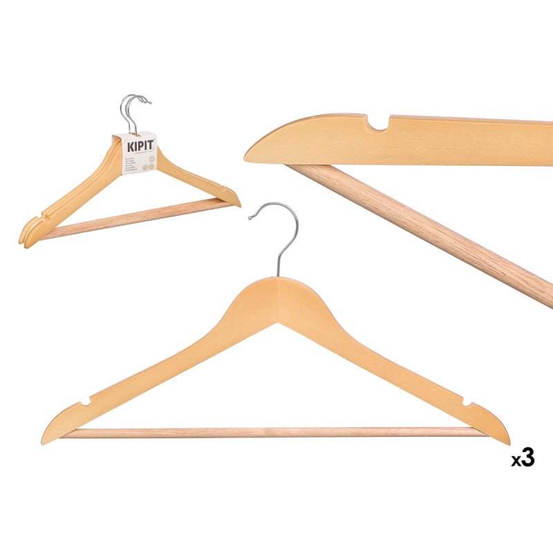 SET 3 CINTRES EN BOIS NATUREL