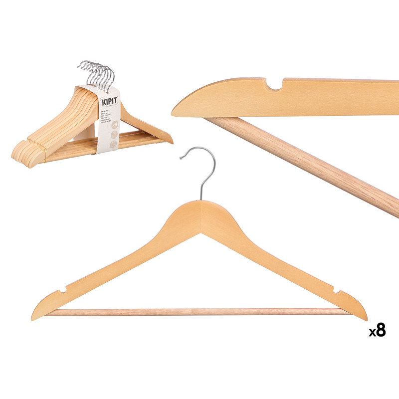 SET 8 WOODEN NATURAL HANGERS